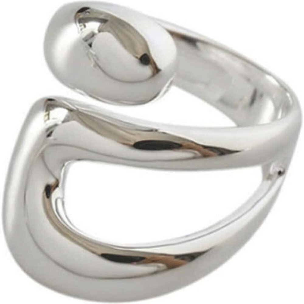 Adjustable Sterling Silver Rings 925 Double Lines Shape Jewelry for Women